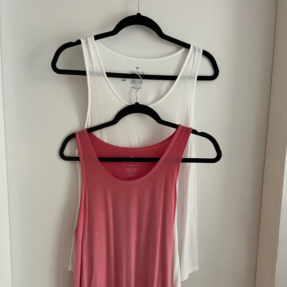 BUNDLE OF  - AMERICAN EAGLE - Favorite Tanks / White & Burnt Orange / L